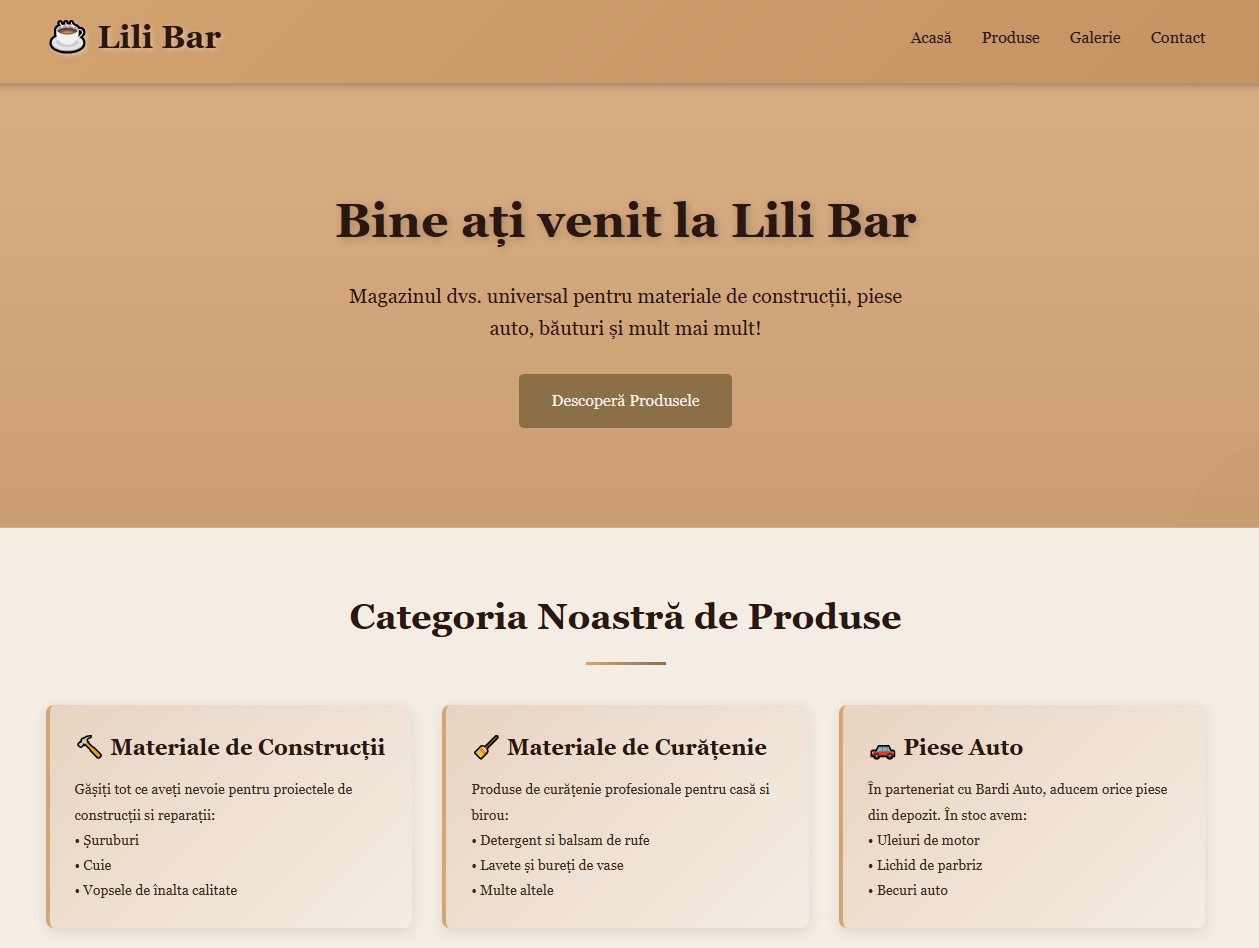 Lili Bar Coffee Shop Website project preview